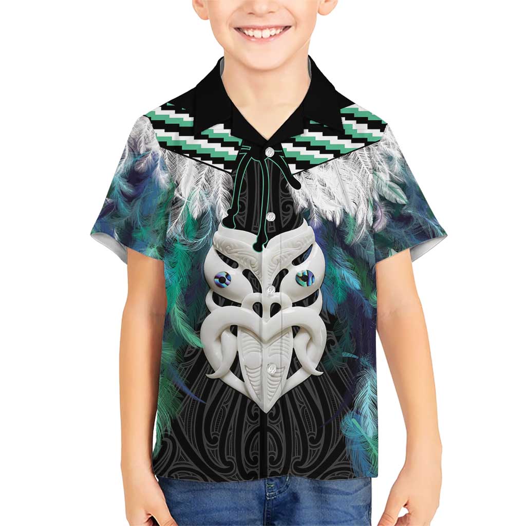 Aotearoa Korowai Motif Kid Hawaiian Shirt Maori Wheku Poutama
