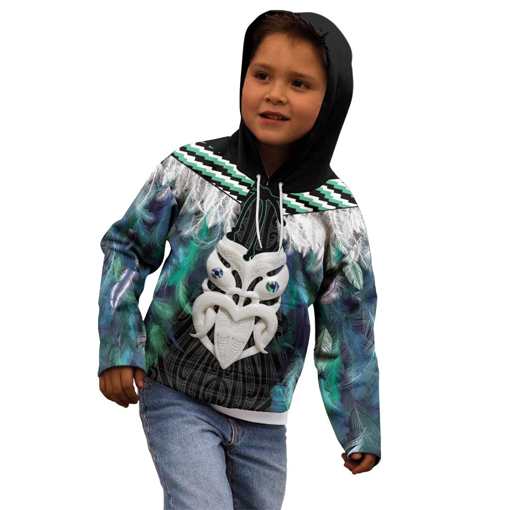 Aotearoa Korowai Motif Kid Hoodie Maori Wheku Poutama