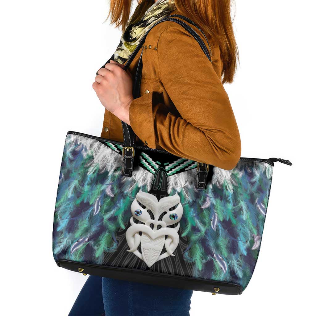 Aotearoa Korowai Motif Leather Tote Bag Maori Wheku Poutama