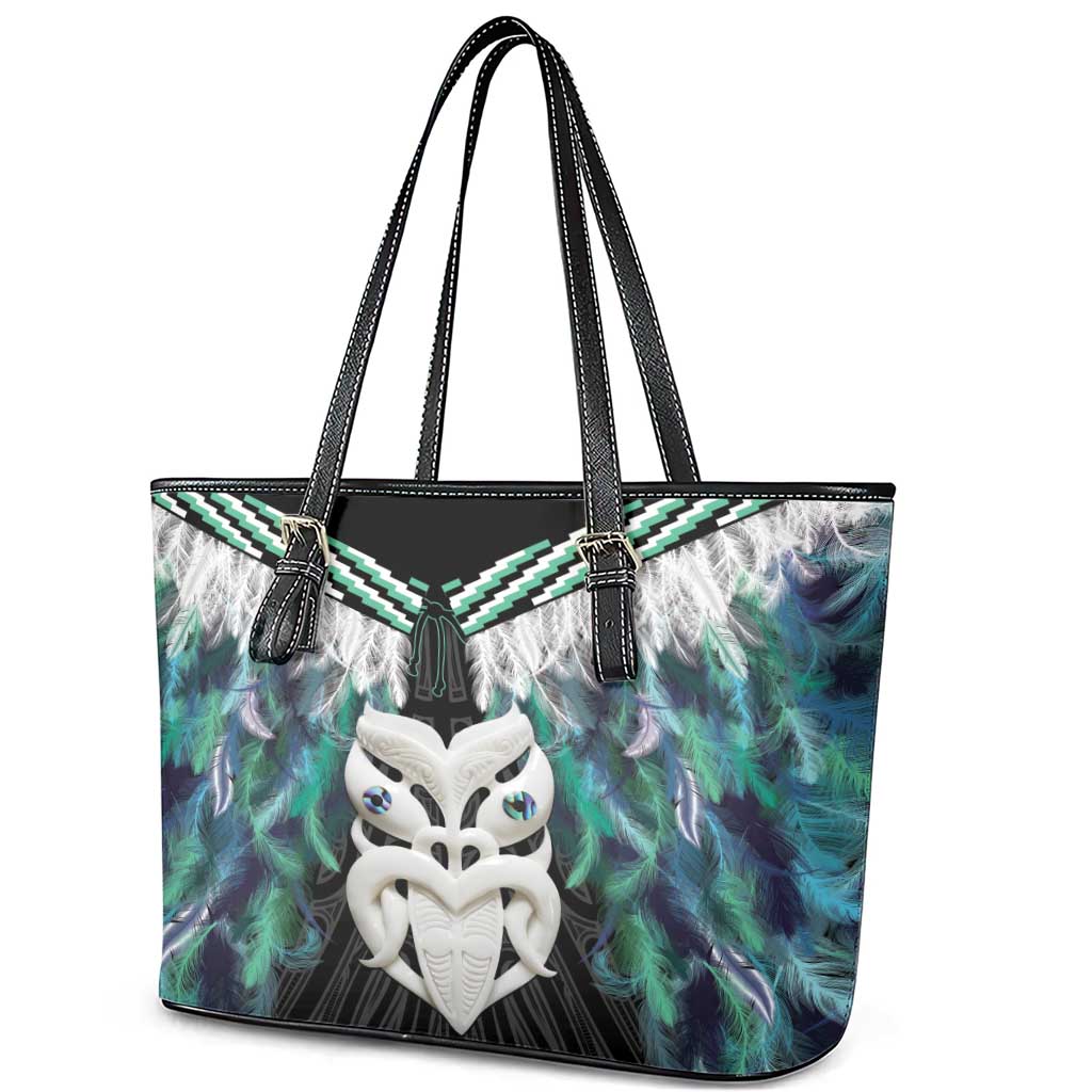 Aotearoa Korowai Motif Leather Tote Bag Maori Wheku Poutama