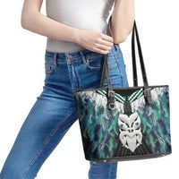 Aotearoa Korowai Motif Leather Tote Bag Maori Wheku Poutama