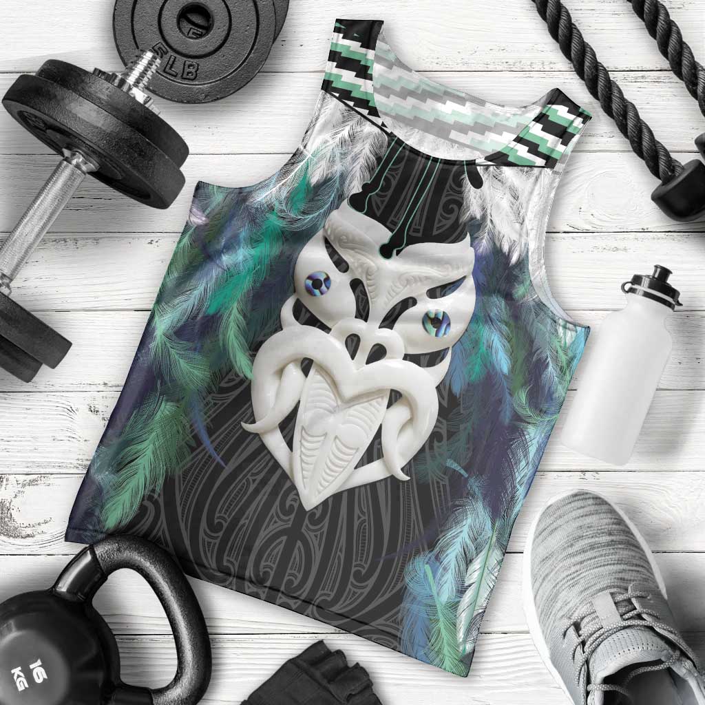 Aotearoa Korowai Motif Men Tank Top Maori Wheku Poutama