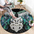 Aotearoa Korowai Motif Round Carpet Maori Wheku Poutama