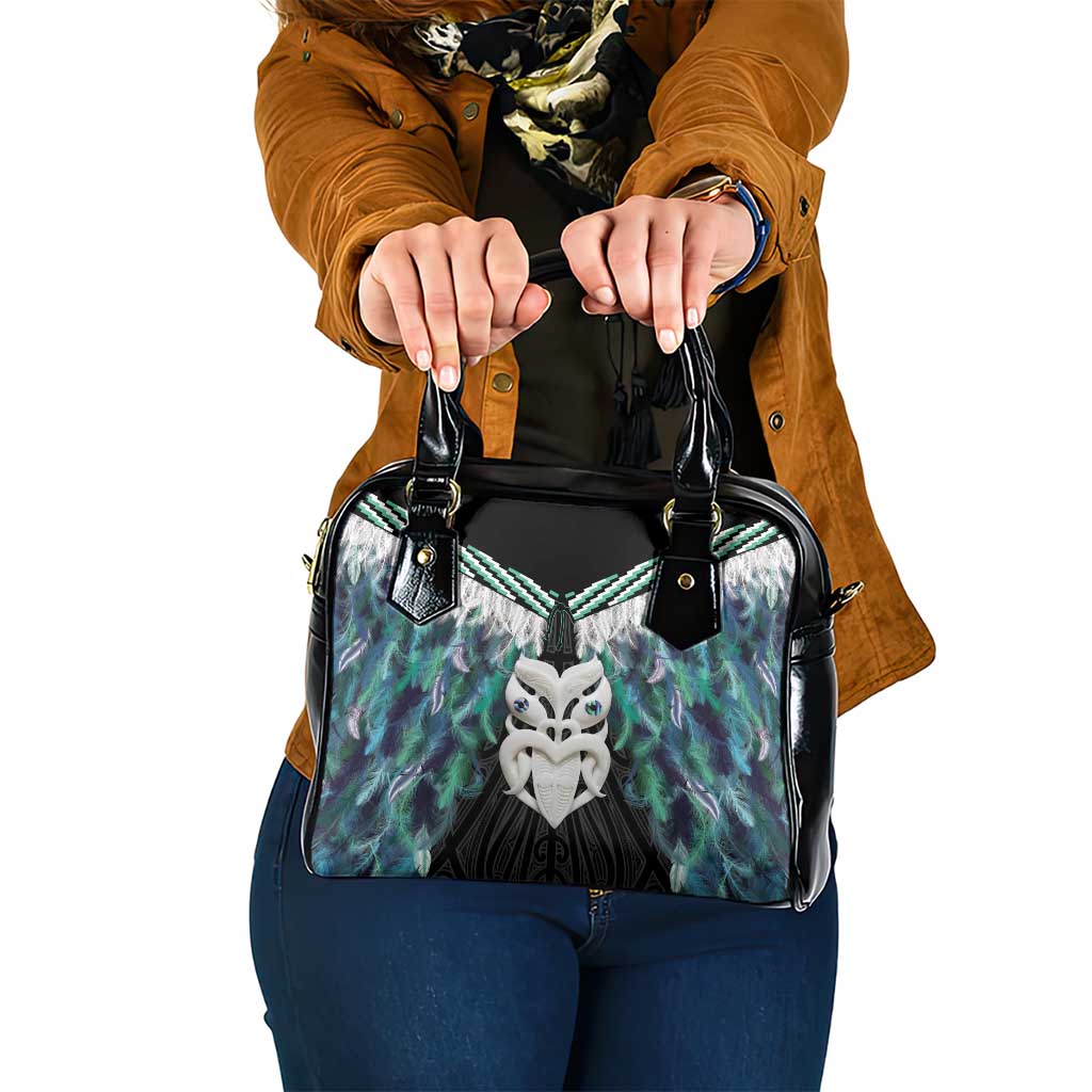 Aotearoa Korowai Motif Shoulder Handbag Maori Wheku Poutama LT14 One Size Turquoise - Polynesian Pride