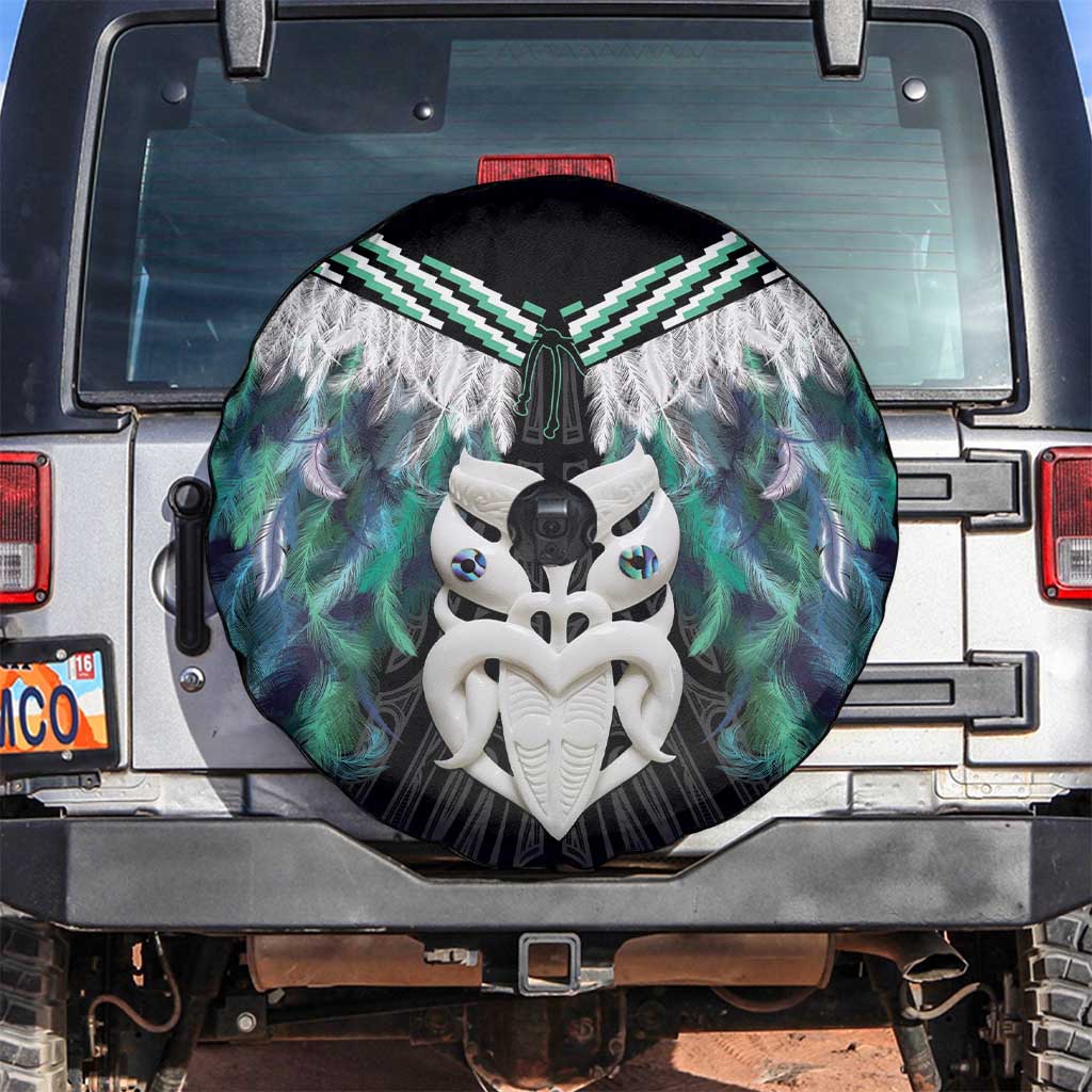 Aotearoa Korowai Motif Spare Tire Cover Maori Wheku Poutama LT14 Turquoise - Polynesian Pride