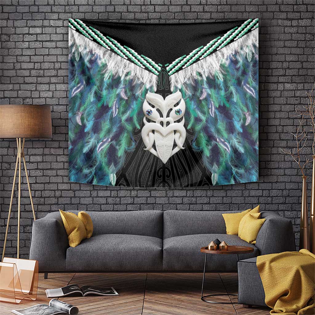 Aotearoa Korowai Motif Tapestry Maori Wheku Poutama LT14 Turquoise - Polynesian Pride