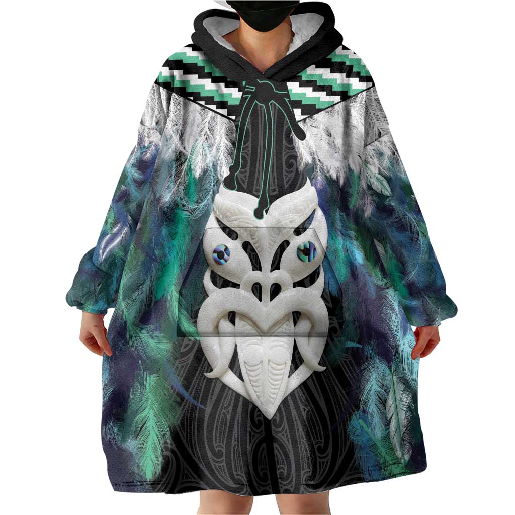Aotearoa Korowai Motif Wearable Blanket Hoodie Maori Wheku Poutama