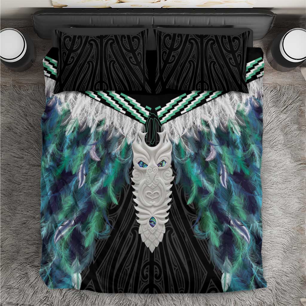 Aotearoa Korowai Motif Bedding Set Maori Tane Poutama LT14 Turquoise - Polynesian Pride
