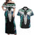 Aotearoa Korowai Motif Couples Matching Off Shoulder Maxi Dress and Hawaiian Shirt Maori Tane Poutama