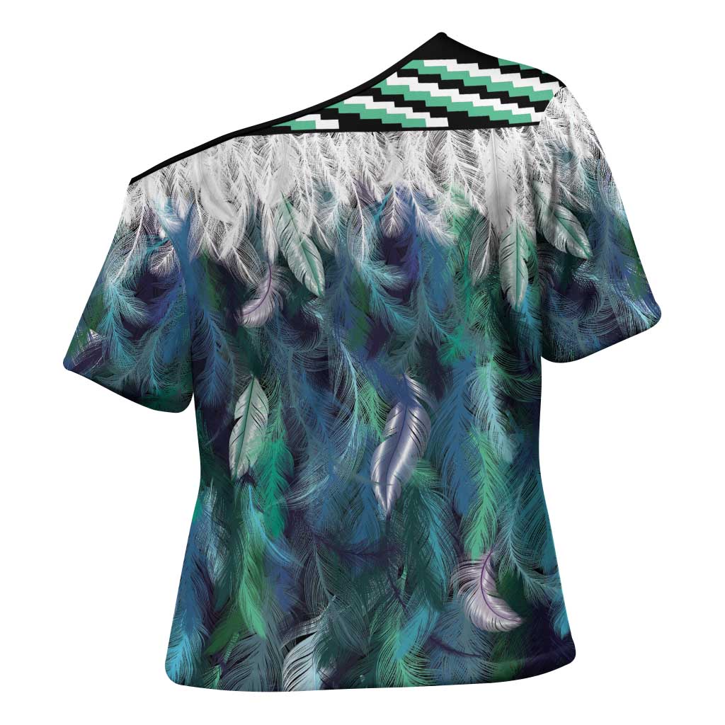 Aotearoa Korowai Motif Cross Shoulder Shirt Maori Tane Poutama - Polynesian Pride