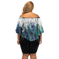 Aotearoa Korowai Motif Family Matching Off Shoulder Short Dress and Hawaiian Shirt Maori Tane Poutama LT14 - Polynesian Pride
