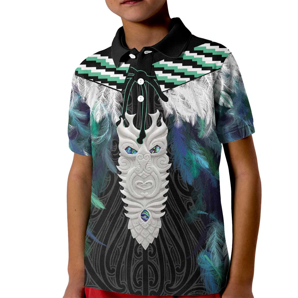 Aotearoa Korowai Motif Kid Polo Shirt Maori Tane Poutama LT14 Kid Turquoise - Polynesian Pride