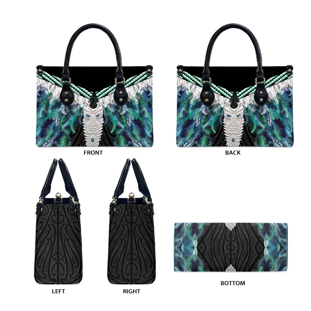 Aotearoa Korowai Motif Leather Bag Maori Tane Poutama - Polynesian Pride