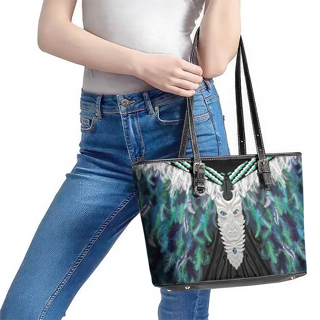 Aotearoa Korowai Motif Leather Tote Bag Maori Tane Poutama