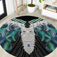 Aotearoa Korowai Motif Round Carpet Maori Tane Poutama LT14 Turquoise - Polynesian Pride