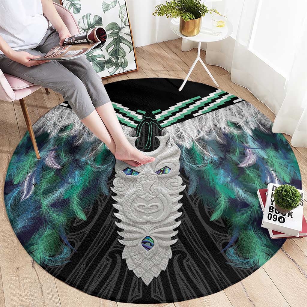 Aotearoa Korowai Motif Round Carpet Maori Tane Poutama LT14 - Polynesian Pride