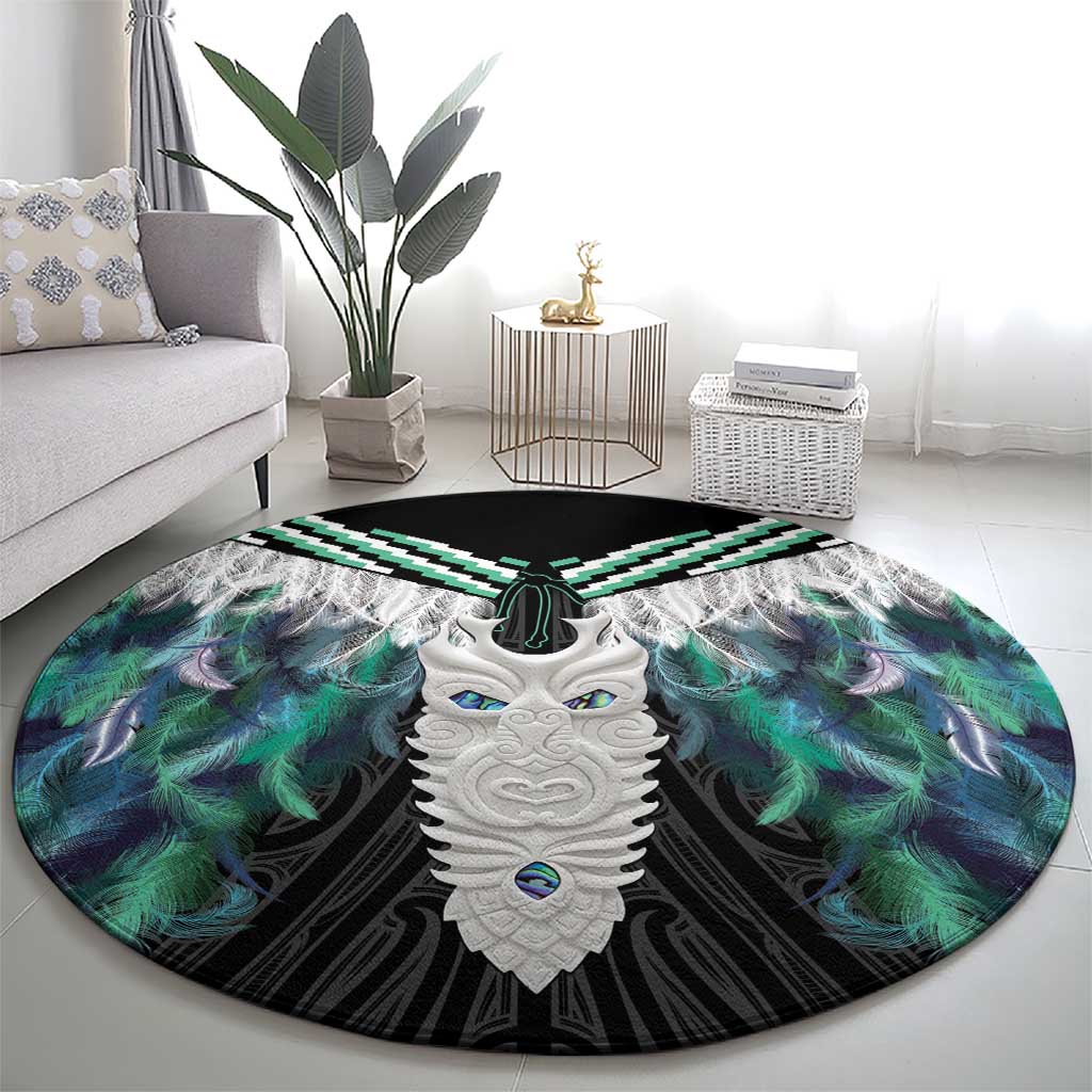 Aotearoa Korowai Motif Round Carpet Maori Tane Poutama LT14 - Polynesian Pride