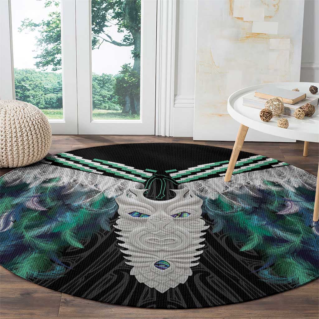Aotearoa Korowai Motif Round Carpet Maori Tane Poutama LT14 - Polynesian Pride