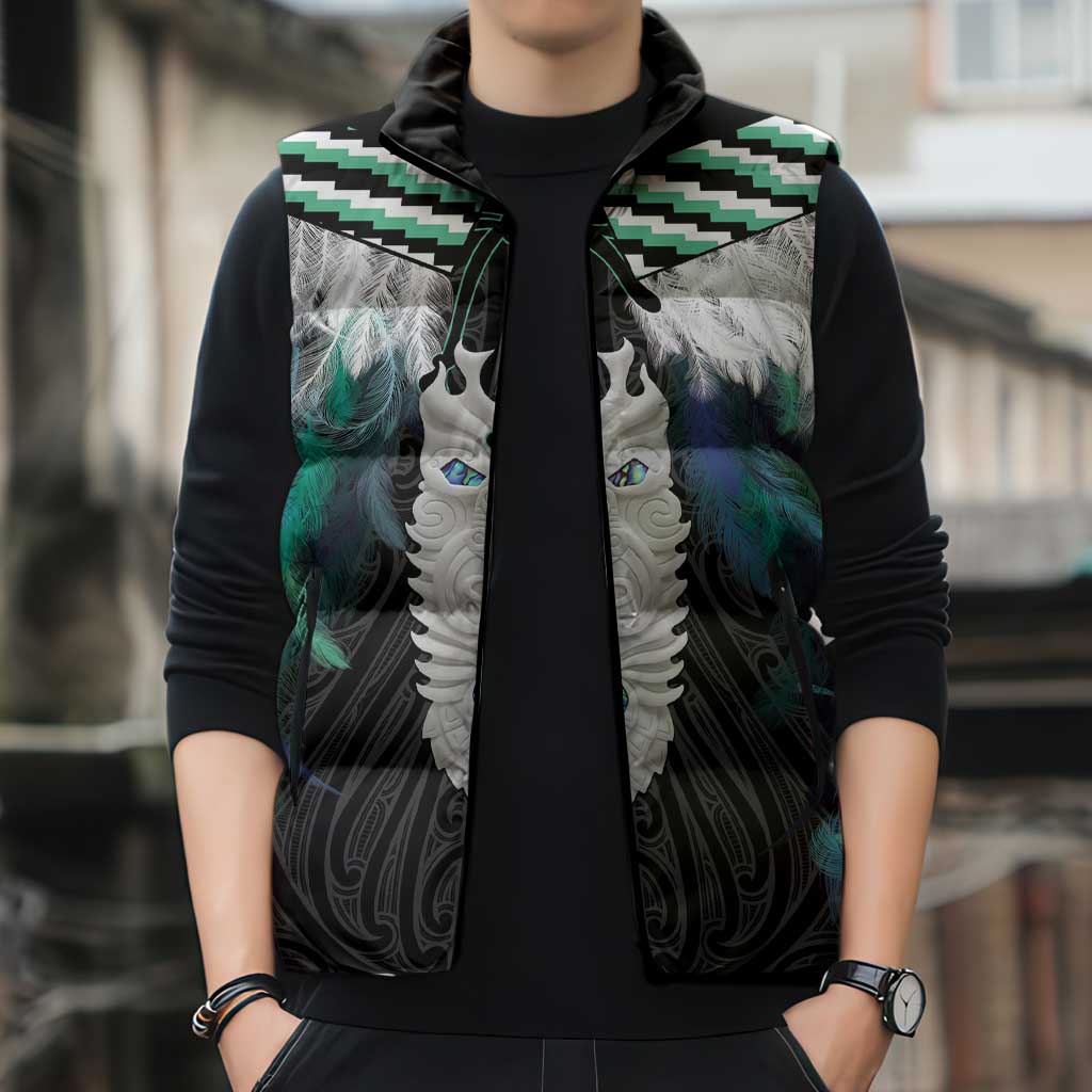Aotearoa Korowai Motif Sleeveless Puffer Jacket Maori Tane Poutama - Polynesian Pride