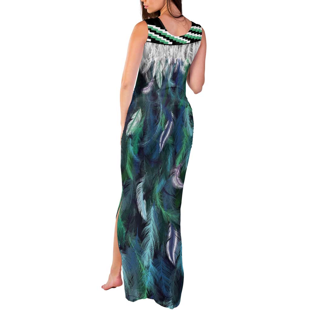 Aotearoa Korowai Motif Tank Maxi Dress Maori Tane Poutama
