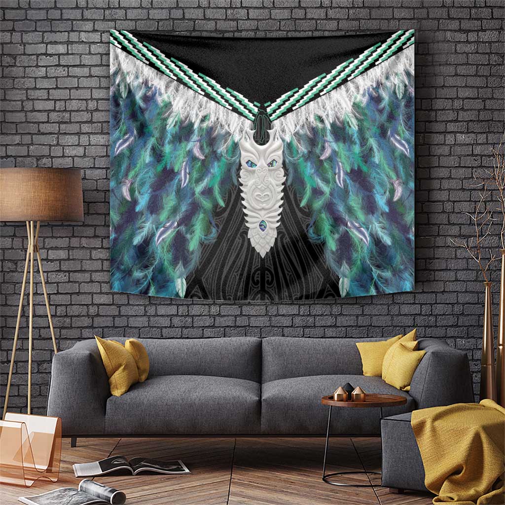 Aotearoa Korowai Motif Tapestry Maori Tane Poutama LT14 Turquoise - Polynesian Pride