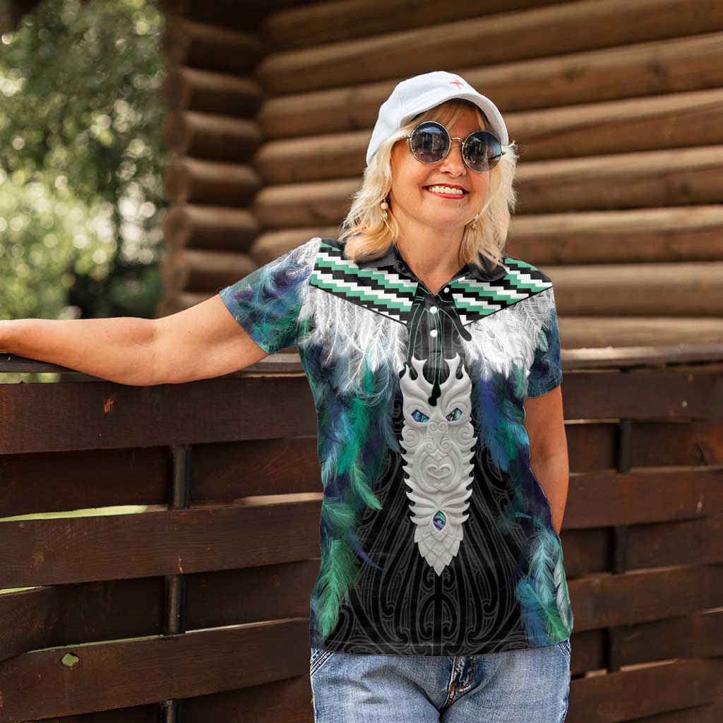 Aotearoa Korowai Motif Women Polo Shirt Maori Tane Poutama