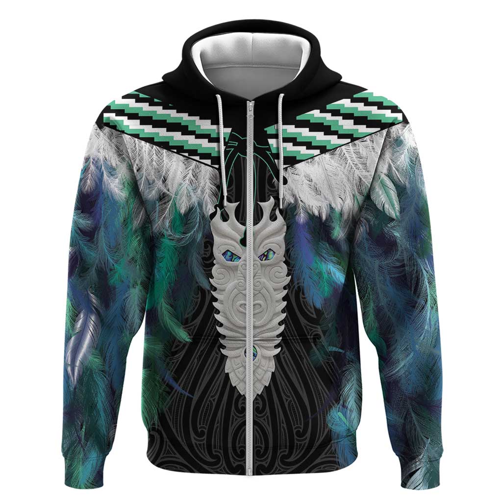 Aotearoa Korowai Motif Zip Hoodie Maori Tane Poutama LT14 Zip Hoodie Turquoise - Polynesian Pride
