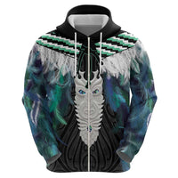 Aotearoa Korowai Motif Zip Hoodie Maori Tane Poutama