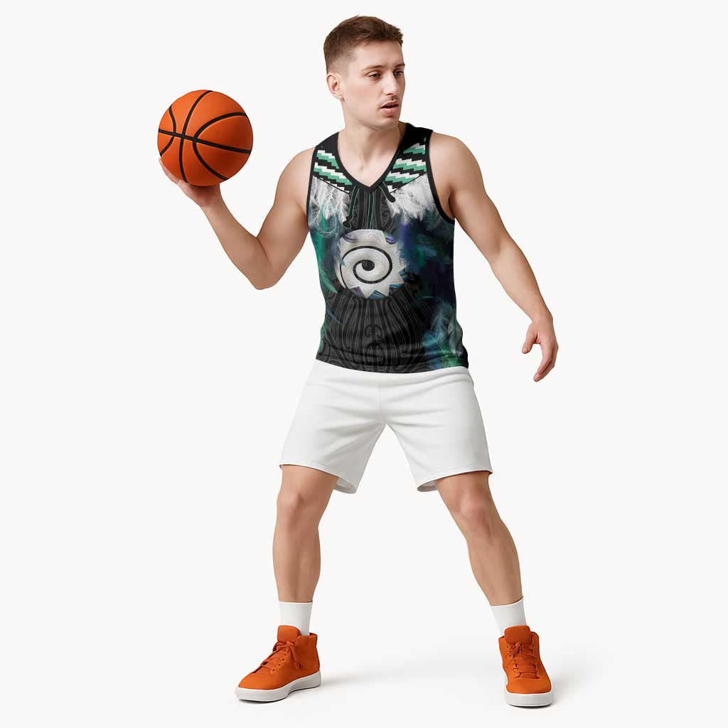 Aotearoa Korowai Motif Basketball Jersey Maori Koru Poutama LT14 - Polynesian Pride