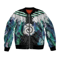 Aotearoa Korowai Motif Bomber Jacket Maori Koru Poutama LT14 Unisex Turquoise - Polynesian Pride
