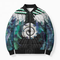 Aotearoa Korowai Motif Bomber Puffer Jacket Maori Koru Poutama LT14 Unisex Turquoise - Polynesian Pride