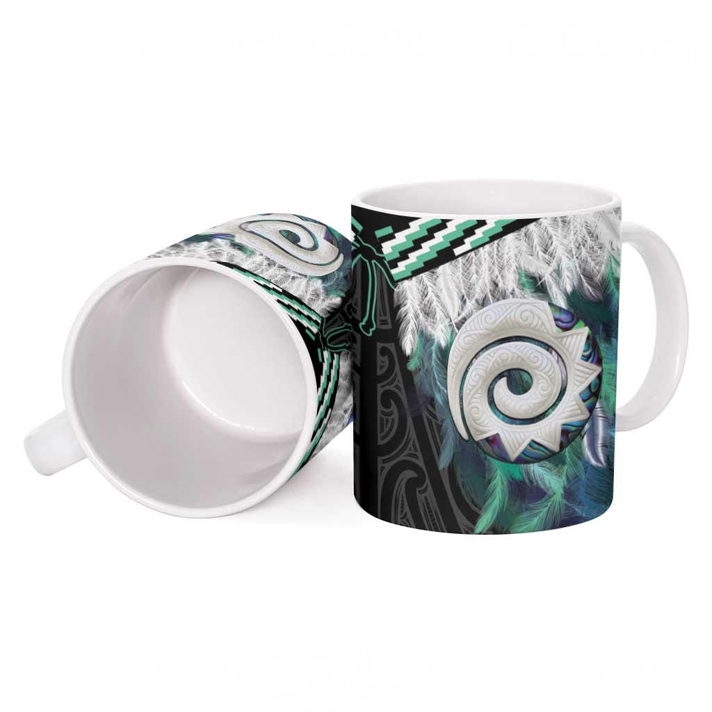 Aotearoa Korowai Motif Ceramic Mug Maori Koru Poutama - Polynesian Pride