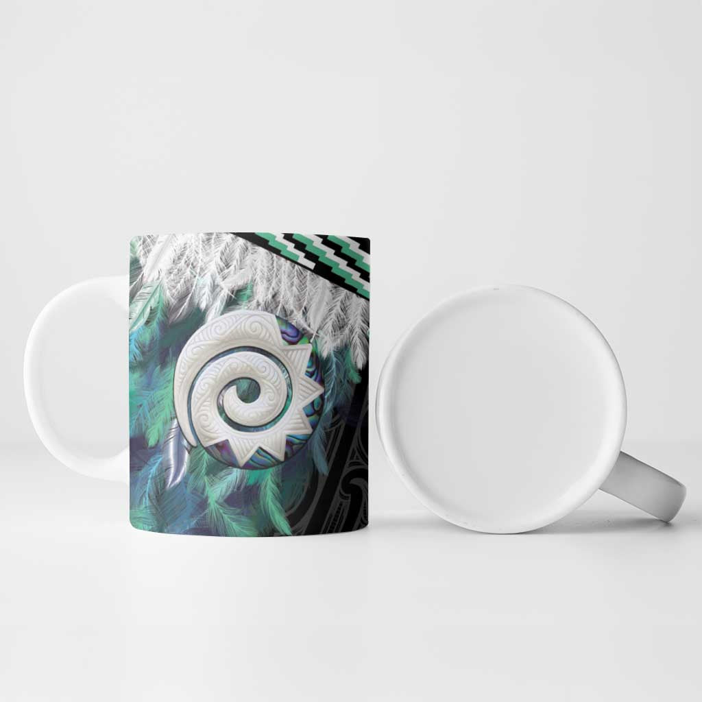 Aotearoa Korowai Motif Ceramic Mug Maori Koru Poutama - Polynesian Pride