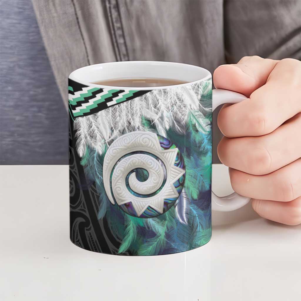 Aotearoa Korowai Motif Ceramic Mug Maori Koru Poutama - Polynesian Pride