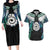 Aotearoa Korowai Motif Couples Matching Long Sleeve Bodycon Dress and Hawaiian Shirt Maori Koru Poutama