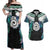 Aotearoa Korowai Motif Couples Matching Off Shoulder Maxi Dress and Hawaiian Shirt Maori Koru Poutama