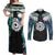 Aotearoa Korowai Motif Couples Matching Off Shoulder Maxi Dress and Long Sleeve Button Shirt Maori Koru Poutama