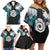 Aotearoa Korowai Motif Family Matching Off Shoulder Short Dress and Hawaiian Shirt Maori Koru Poutama
