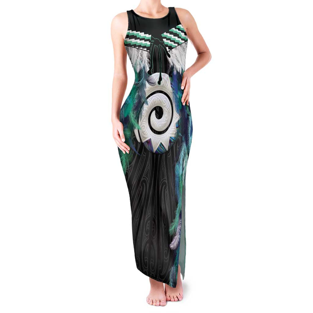 Aotearoa Korowai Motif Family Matching Tank Maxi Dress and Hawaiian Shirt Maori Koru Poutama