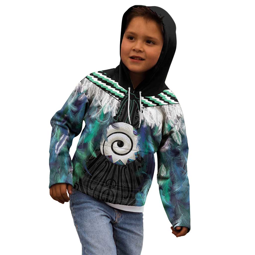 Aotearoa Korowai Motif Kid Hoodie Maori Koru Poutama