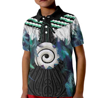 Aotearoa Korowai Motif Kid Polo Shirt Maori Koru Poutama