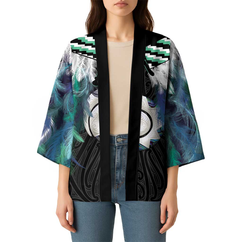 Aotearoa Korowai Motif Kimono Maori Koru Poutama - Polynesian Pride