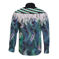 Aotearoa Korowai Motif Long Sleeve Button Shirt Maori Koru Poutama LT14 - Polynesian Pride
