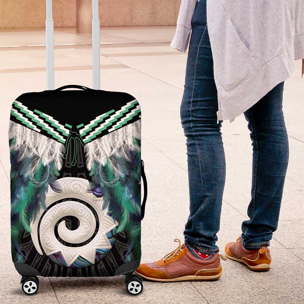 Aotearoa Korowai Motif Luggage Cover Maori Koru Poutama LT14 Turquoise - Polynesian Pride