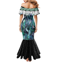 Aotearoa Korowai Motif Mermaid Dress Maori Koru Poutama