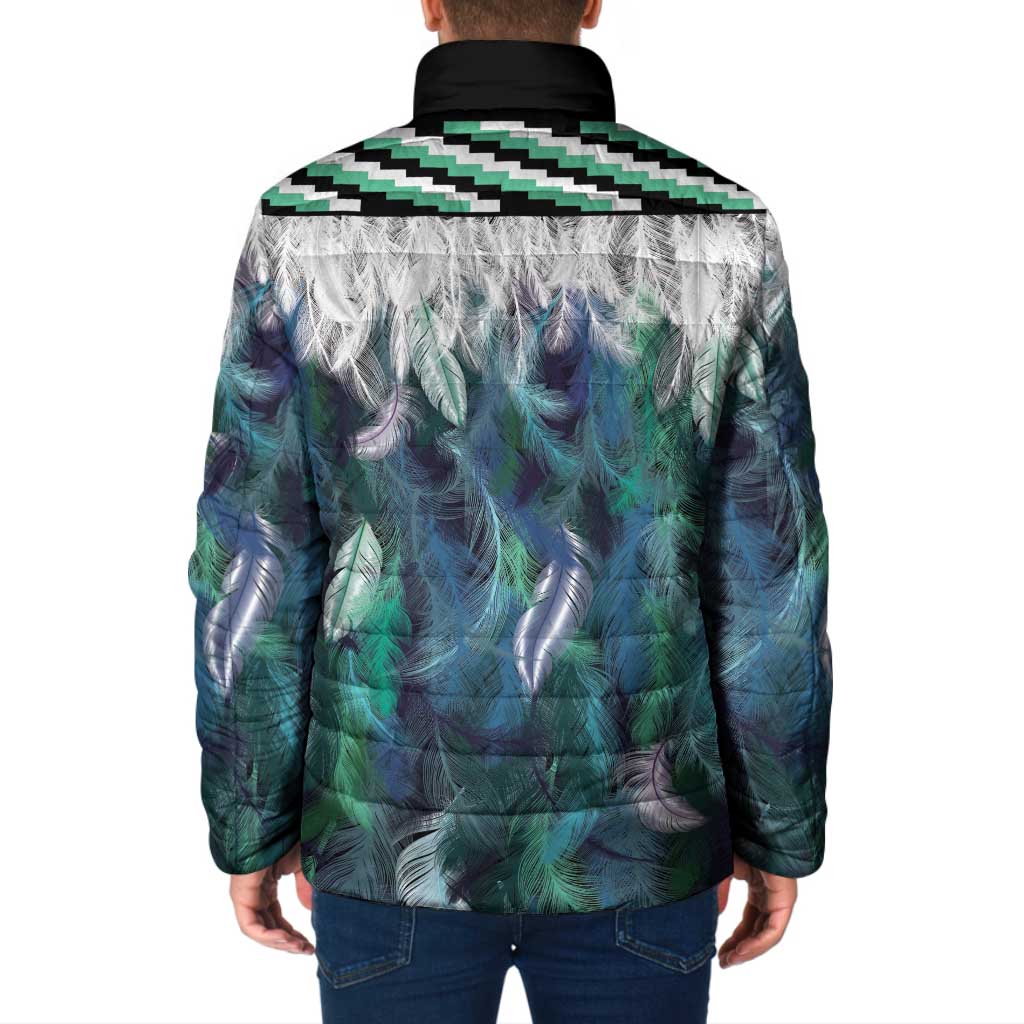 Aotearoa Korowai Motif Padded Jacket Maori Koru Poutama LT14 - Polynesian Pride