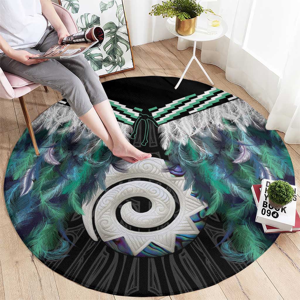 Aotearoa Korowai Motif Round Carpet Maori Koru Poutama LT14 - Polynesian Pride