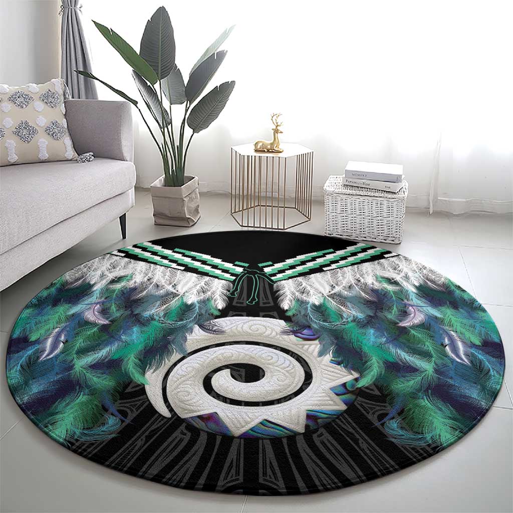 Aotearoa Korowai Motif Round Carpet Maori Koru Poutama LT14 - Polynesian Pride