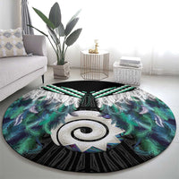 Aotearoa Korowai Motif Round Carpet Maori Koru Poutama LT14 - Polynesian Pride