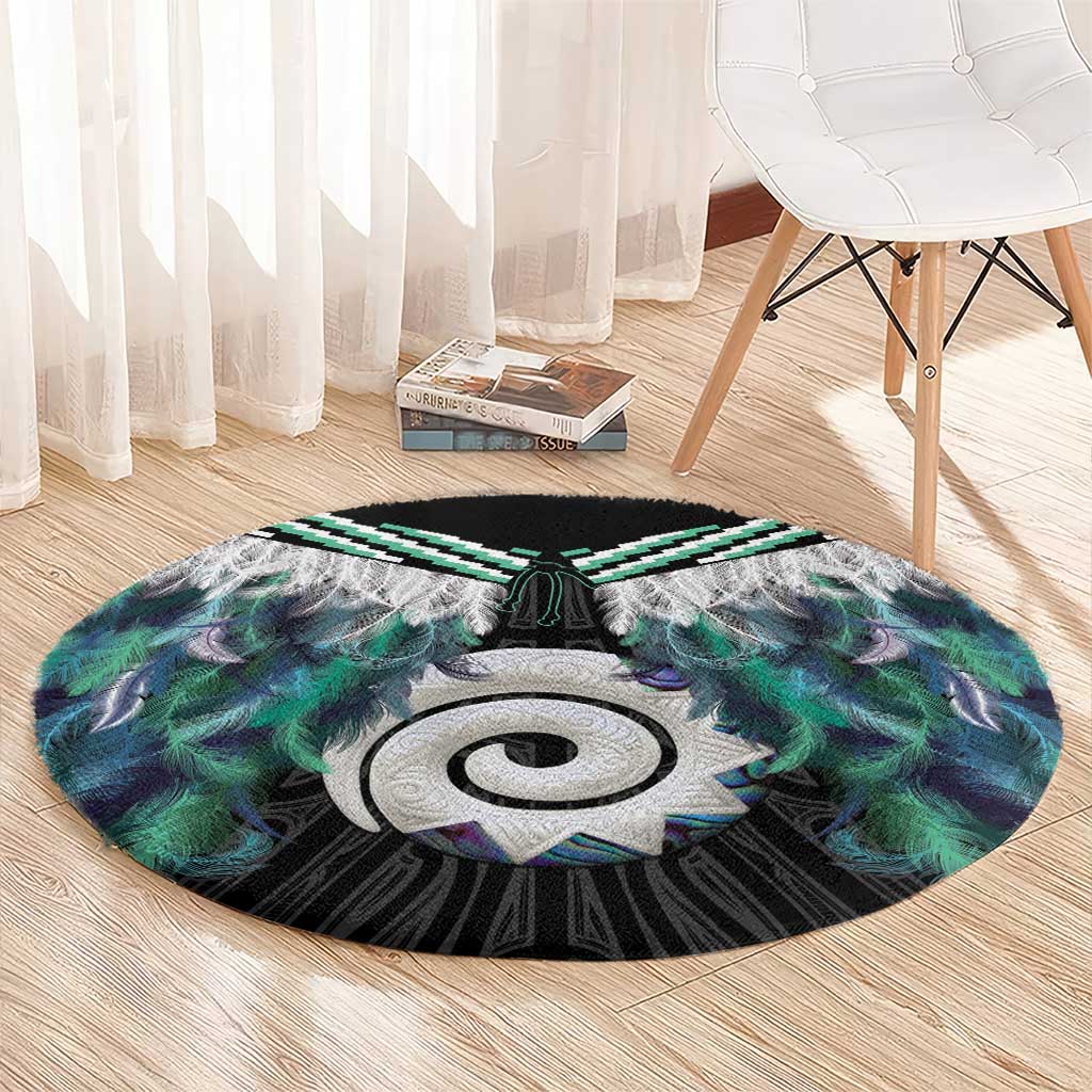 Aotearoa Korowai Motif Round Carpet Maori Koru Poutama LT14 - Polynesian Pride